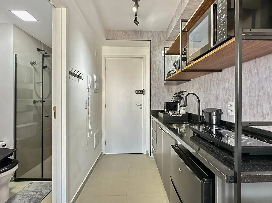 Studio Kitchen Balcony Modern Sao Paulo Apartment